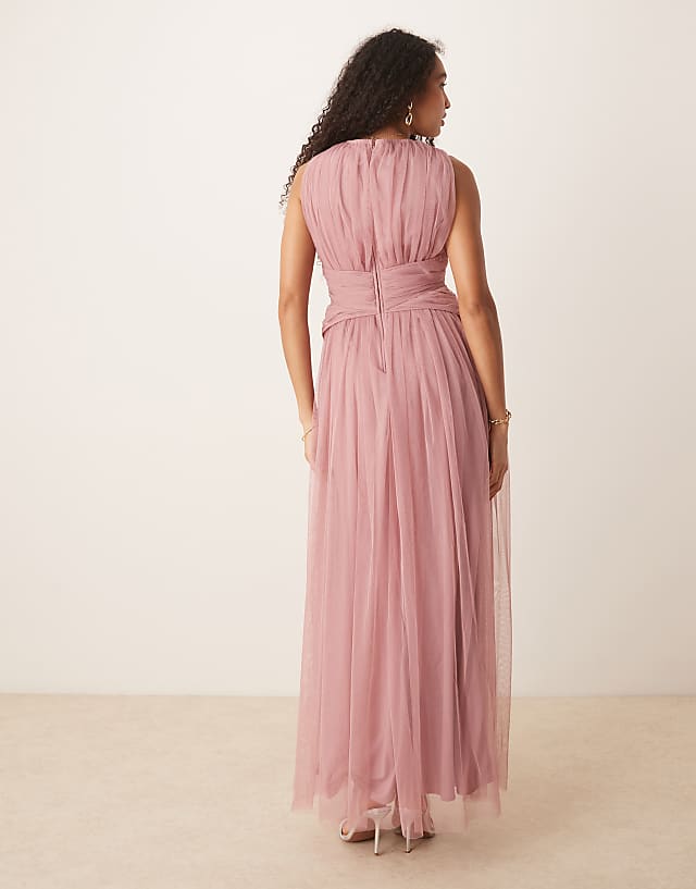 Asos Anaya Sleeveless V Neck Bridesmaid Maxi Dress In Blush Pink