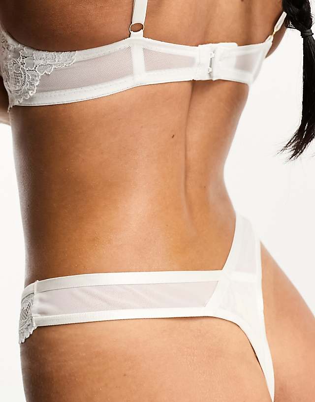 Asos Ann Summers Bridal Icon Lace And Mesh Thong In White