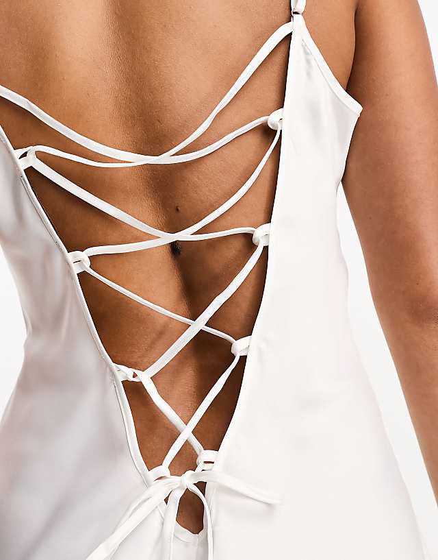 Asos Ann Summers Cherryann Satin Chemise With Lace Trim In Ivory