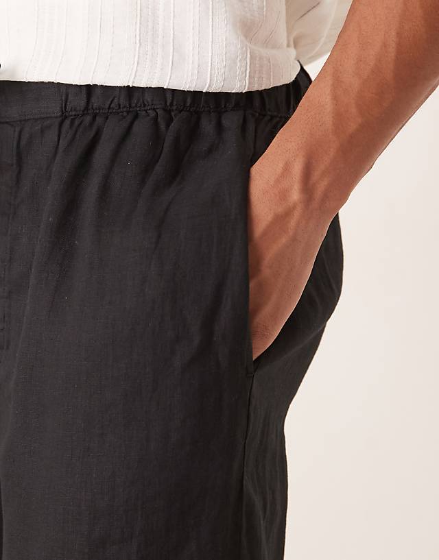 Asos ARKET Linen Drawstring Relaxed Trousers In Black