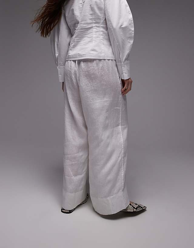 Asos ARKET Linen Trousers With Drawstring Waist In White