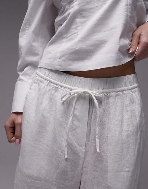 Asos ARKET Linen Trousers With Drawstring Waist In White
