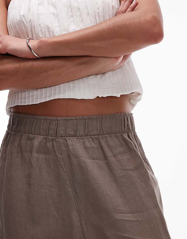 Asos ARKET Pure Linen Palazzo Trousers With Pull-on Waist In Mocha Brown