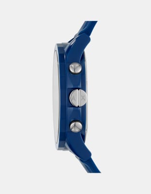 Asos Armani Exchange AX1327 Chronograph Silicone Watch In Blue