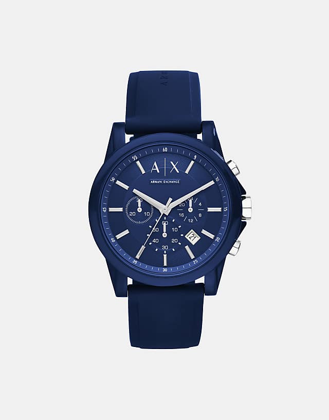 asos Armani Exchange AX1327 Chronograph Silicone Watch In Blue
