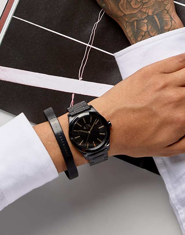 Asos Armani Exchange AX7102 Black Watch & Bracelet Gift Set
