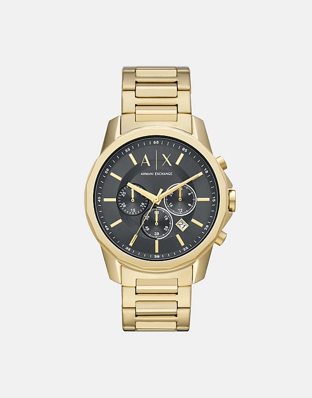 asos Armani Exchange Banks mens bracelet watch in gold