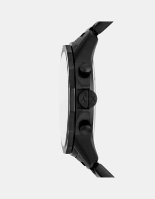 Asos Armani Exchange Chronograph Black Stainless Steel Watch And Bracelet Set In Black