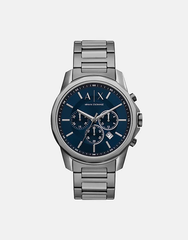 asos Armani Exchange Chronograph gunmetal stainless steel watch in gunmetal