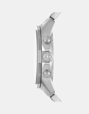 Asos Armani Exchange Chronograph Stainless Steel Watch In Silver