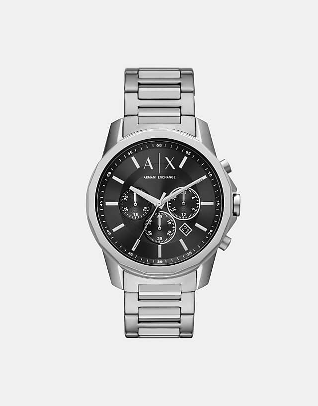 asos Armani Exchange Chronograph stainless steel watch in silver