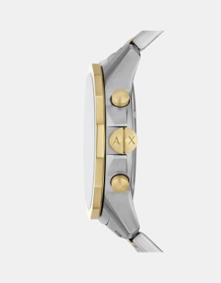 Asos Armani Exchange Chronograph Two-tone Stainless Steel Watch And Bracelet Set In Gold Silver