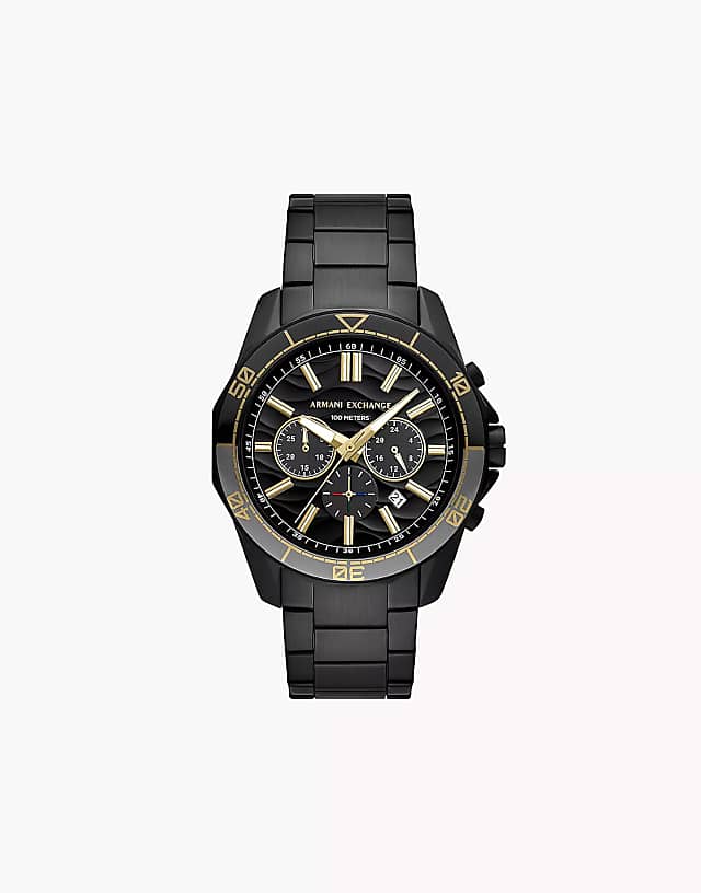 asos Armani Exchange Men's chronograph black stainless steel watch ax1963 in black