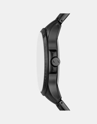 Asos Armani Exchange Multifunction Black Stainless Steel Watch In Black
