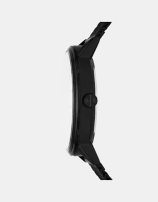 Asos Armani Exchange Multifunction Black Stainless Steel Watch And Necklace Set In Black