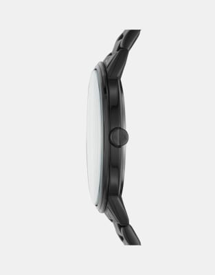 Asos Armani Exchange Three-hand Black Steel Watch In Black