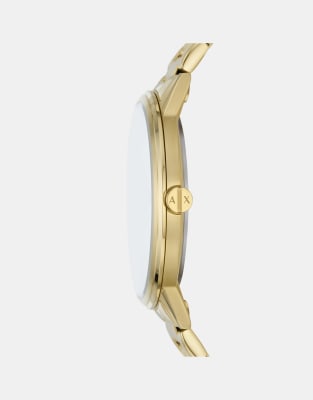 Asos Armani Exchange Three-hand Gold-tone Stainless Steel Watch And Gold-tone Stainless Steel Bracelet Set In Gold
