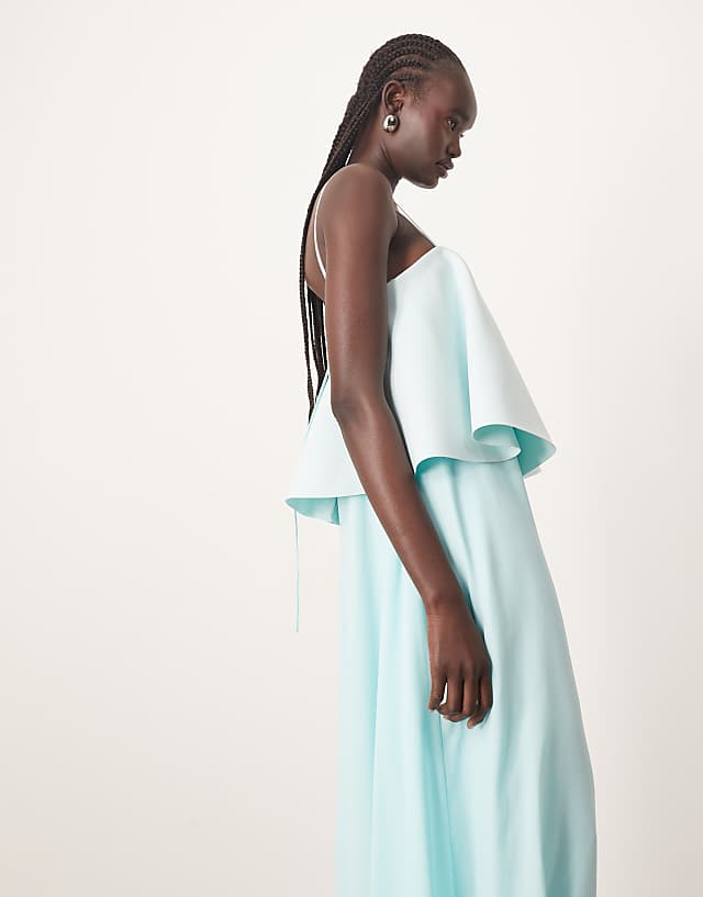Asos ARRANGE Strappy Layered Volume Maxi Dress In Light Blue