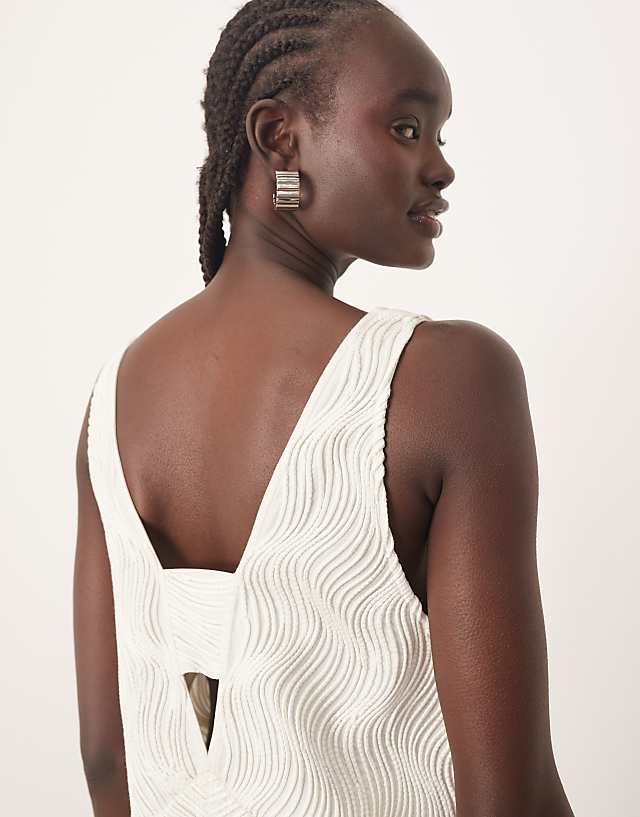 Asos ARRANGE Wave Textured Plunge Mini Dress In White