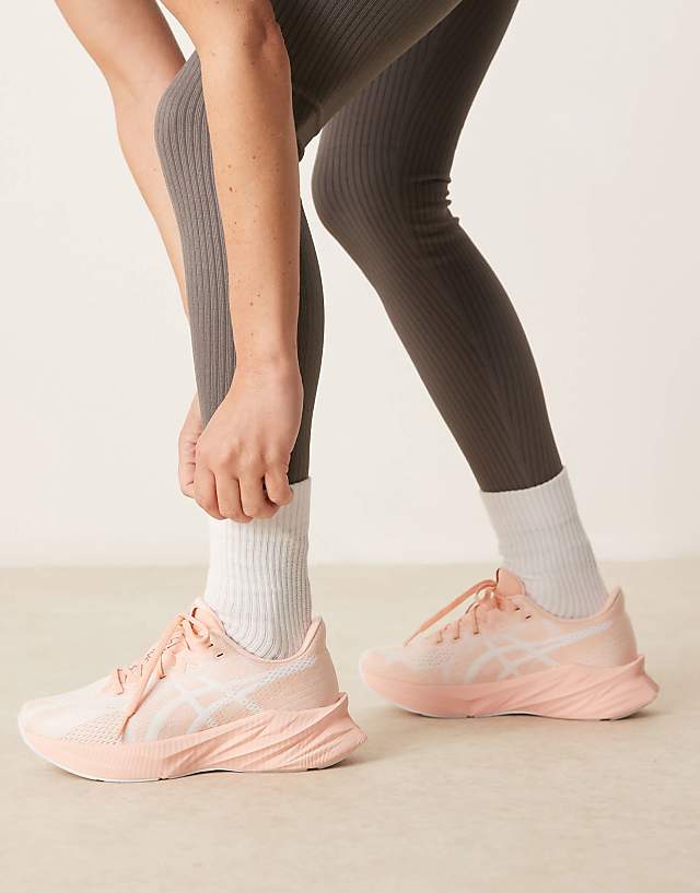 asos Asics Dynablast 5 running trainers in pink and white
