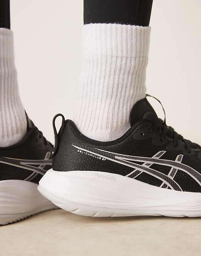 Asos Asics Gel-cumulus 27 Running Trainers In Black And Concrete