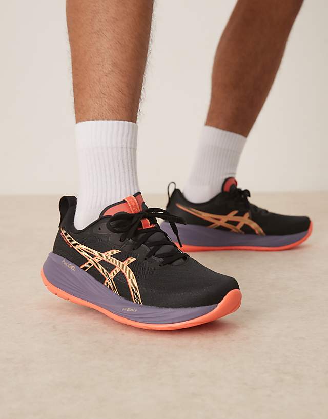asos Asics Gel-Cumulus 27 running trainers in black and coral reef