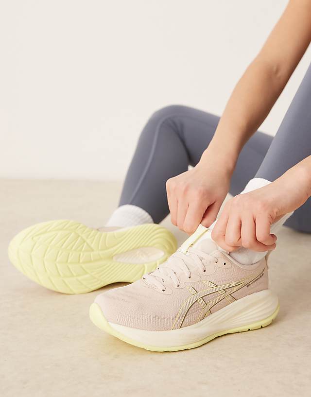 Asos Asics Gel-cumulus 27 Running Trainers In Mineral Beige And Huddle Yellow