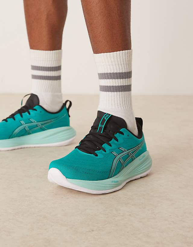 asos Asics Gel-Cumulus 27 running trainers in wave teal and illuminate mint