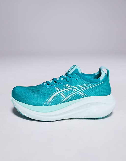 Asos Asics Gel-Nimbus 27 Running Trainers In Wave Teal And Illuminate Mint