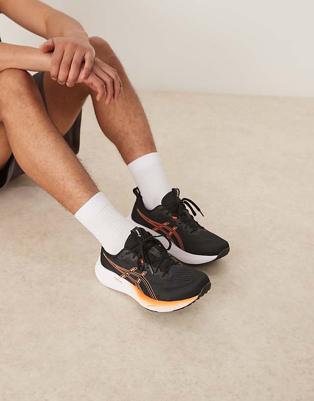 asos Asics Gel-Pulse 16 running trainers in black and nova orange