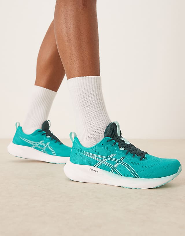 asos Asics Gel-Pulse 16 running trainers in illuminate mint and wave teal