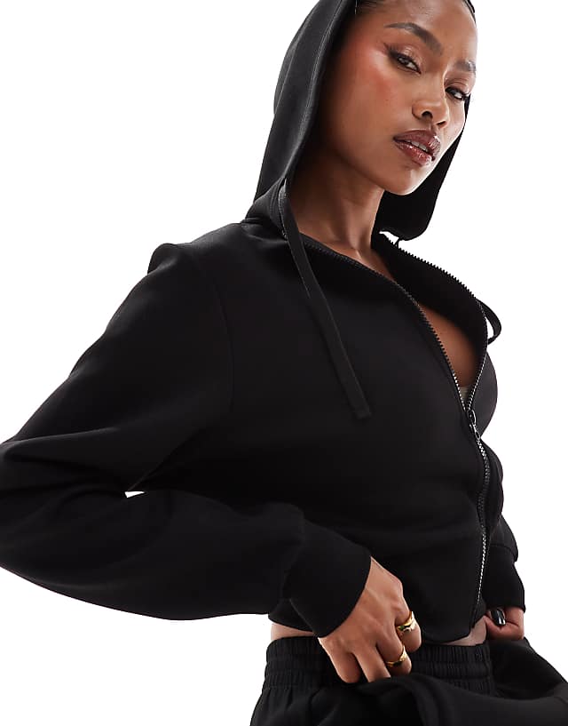 Asos 4505 Cropped Performance Hoodie In Black