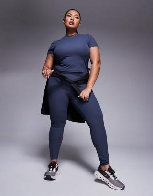 Asos 4505 Curve Soft Touch Rib Co-ord In Blue Grey