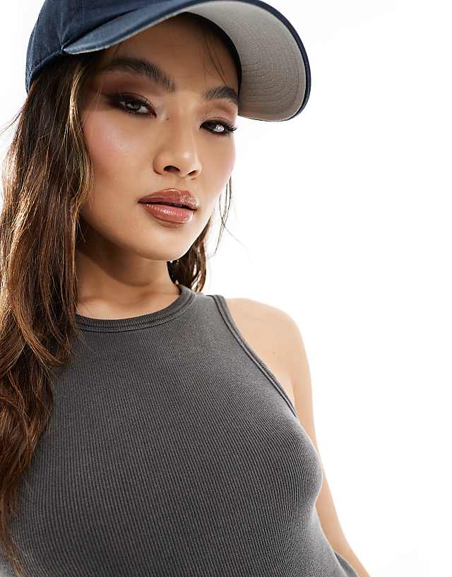 asos 4505 Icon 00's rib racer vest in washed black