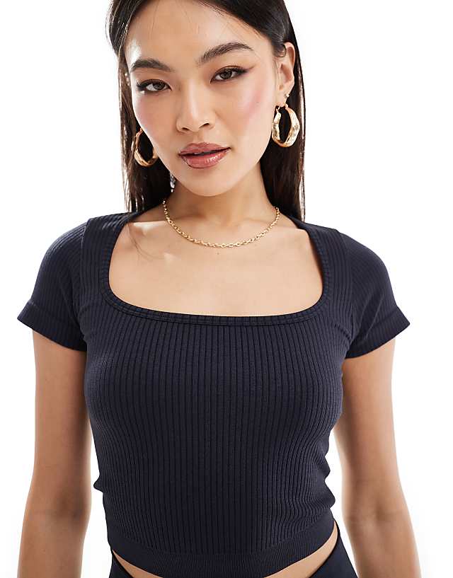 Asos 4505 Icon Seamless Rib Set In Navy