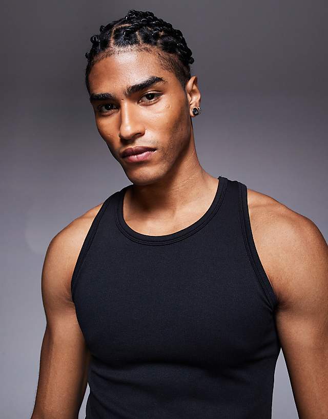 Asos 4505 Icon Seamless Rib Slim Fit Vest In Black