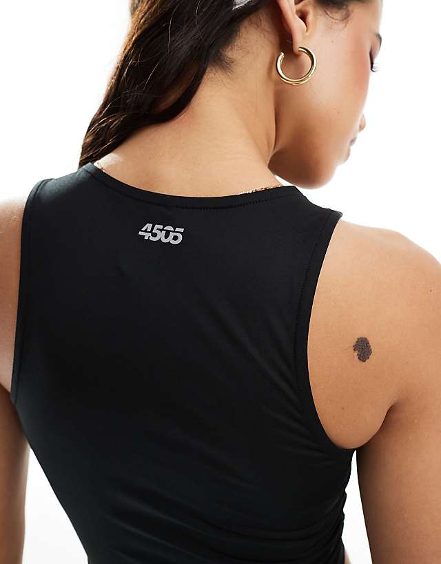 Asos 4505 Icon Slightly Cropped Vest Top In Black