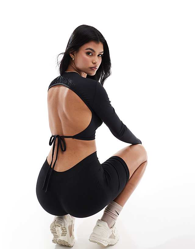 asos 4505 long sleeve open back active top