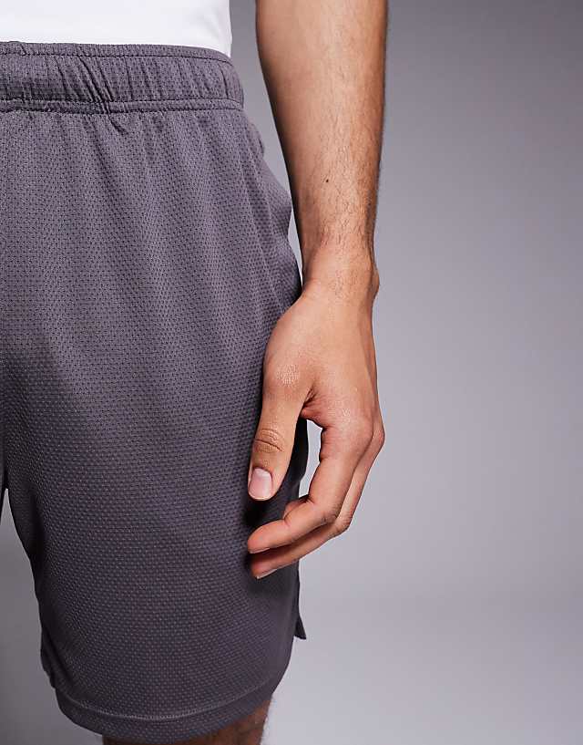 Asos 4505 Mesh Panel Training Short In Charcoal