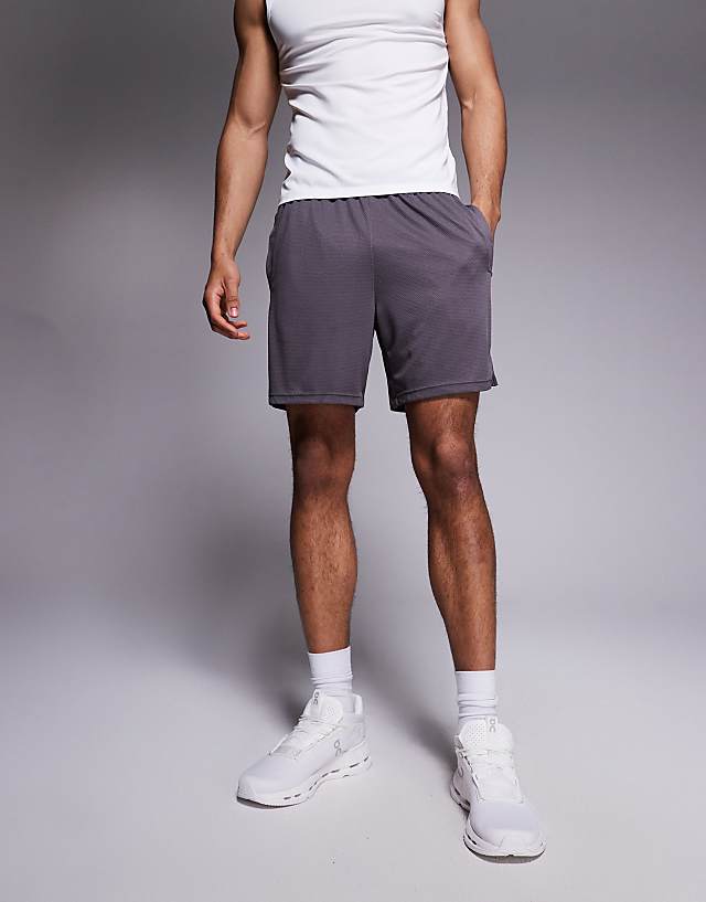 Asos 4505 Mesh Panel Training Short In Charcoal
