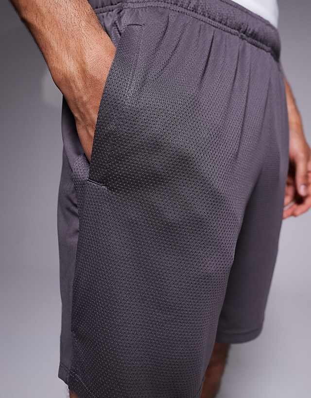 Asos 4505 Mesh Panel Training Short In Charcoal