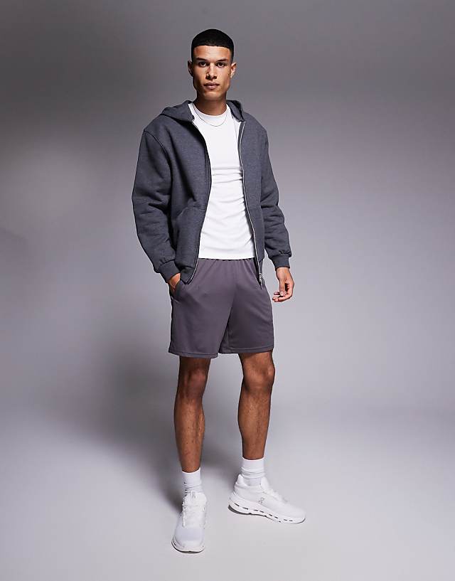 asos 4505 mesh panel training short in charcoal