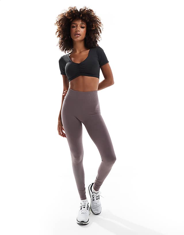 Asos 4505 Performance Ruche Front Top In Black