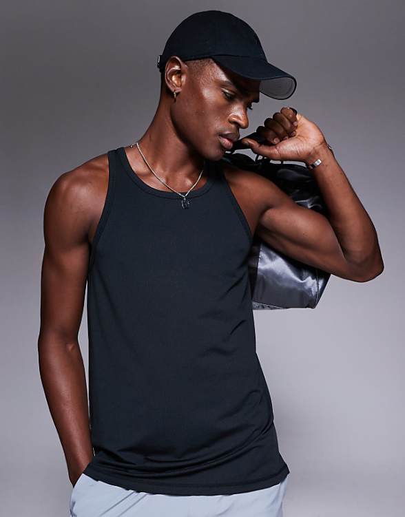 asos 4505 quick dry mesh running vest in black