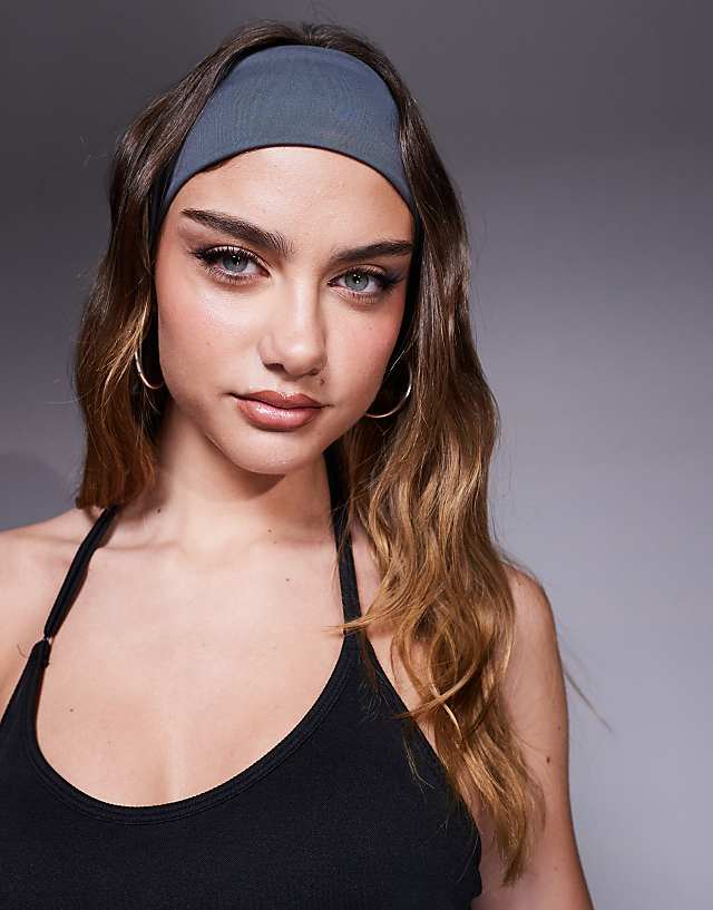 asos 4505 quick dry running headband in iron grey