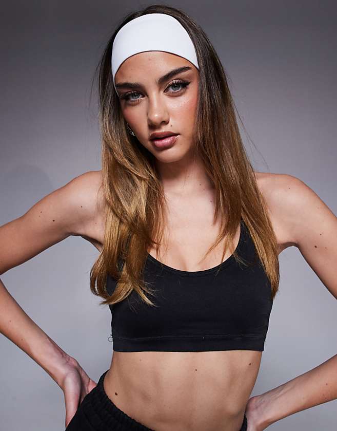 asos 4505 quick dry running headband in white