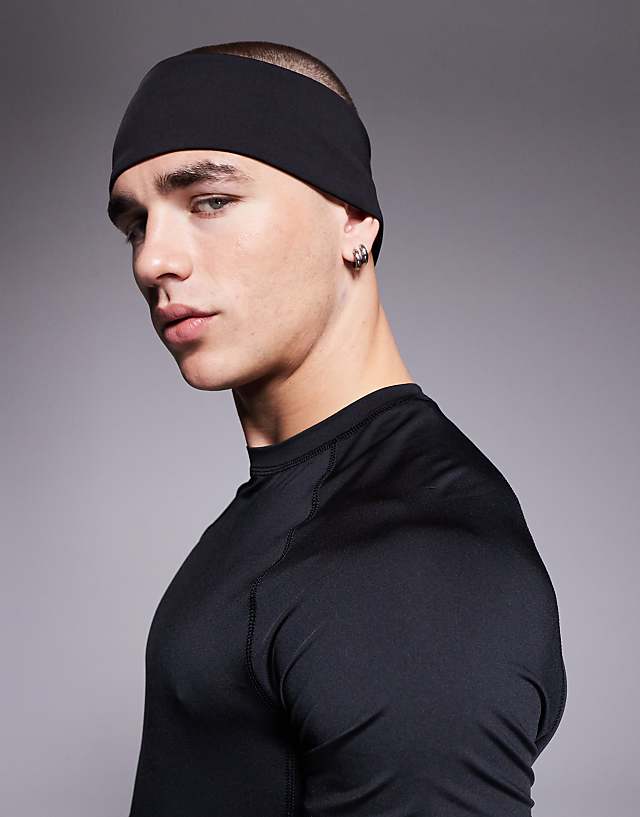 asos 4505 running headband in black