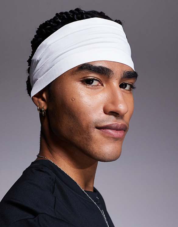 asos 4505 seamless mesh running headband in white