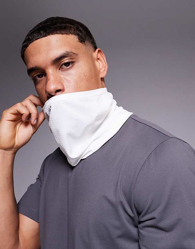 asos 4505 seamless mesh running snood in white