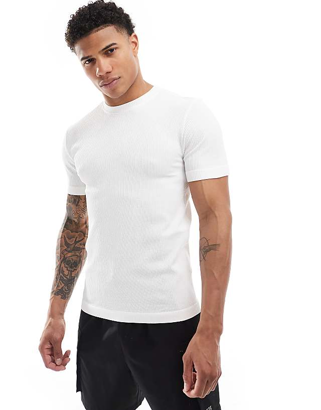 asos 4505 seamless rib muscle fit training t-shirt